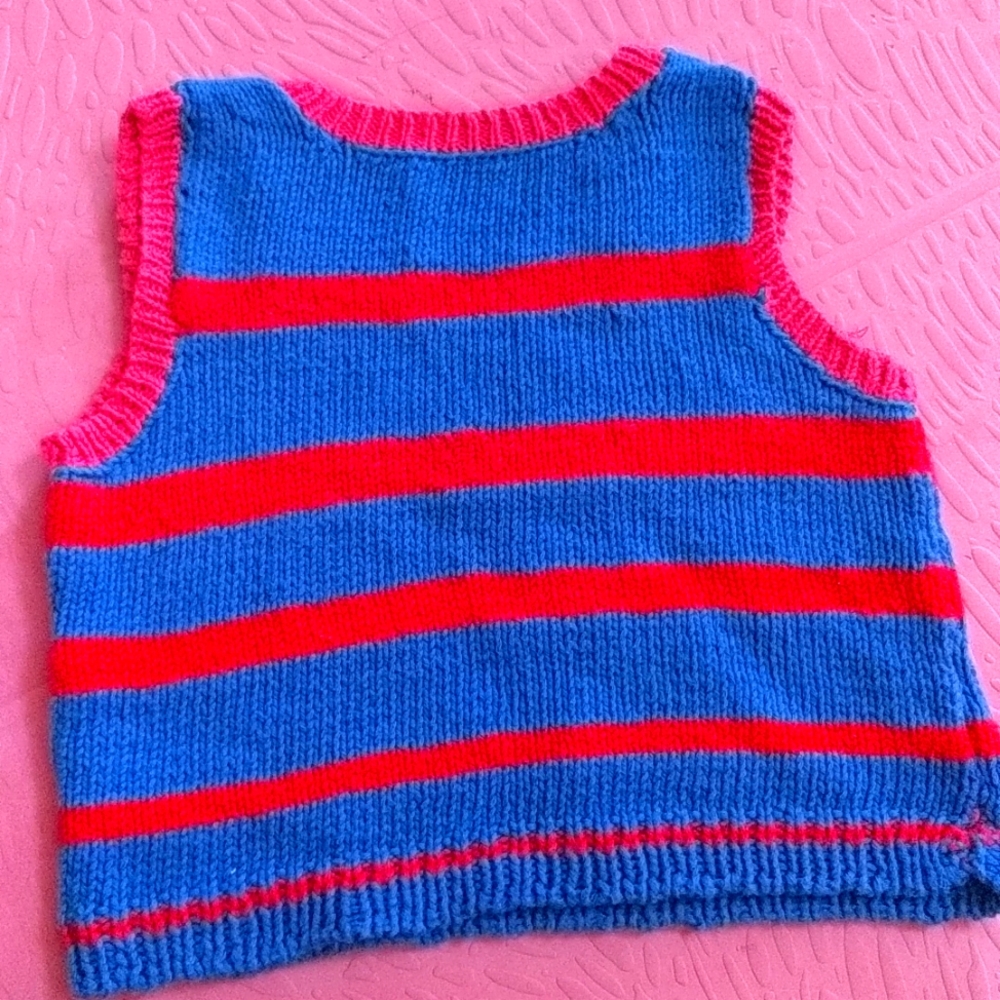 Hand knitting 100 percent cotton vest for 2-4 year